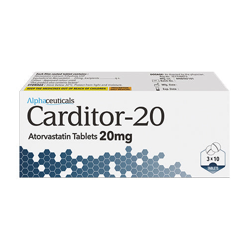 Atorvastatin 20mg -Carditor 20 - Hospitech and Pharma Limited