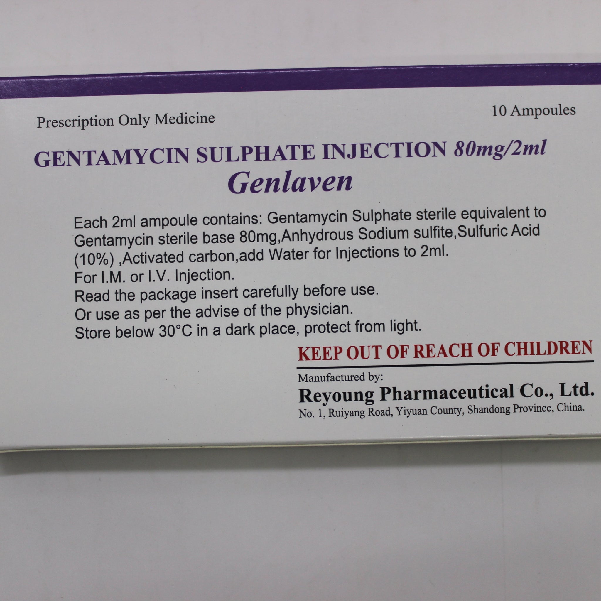 Gentamycin injection -Genlaven - Hospitech and Pharma Limited