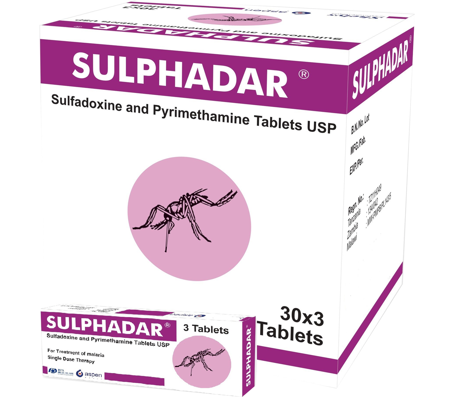 Sulfadoxine and Pyrimethamine - Sulphadar Tabs 3's - Hospitech and Pharma Limited